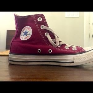 Converse High Tops, maroon/dark red color. Womens size 5.5 / Mens 3.5